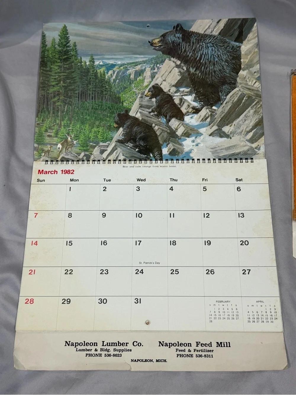 Vintage-1982 Wall Art Calendar set of 2